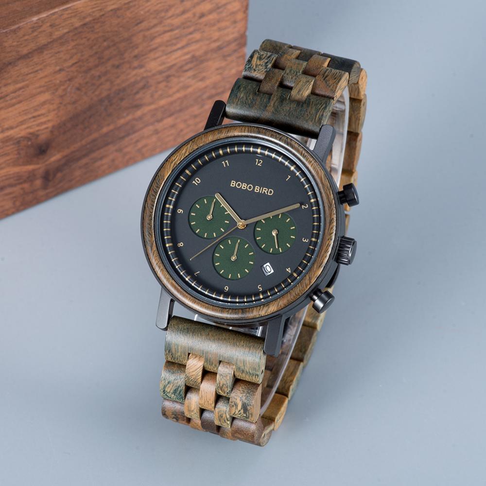 "Montre homme BOBO BIRD : montre en bois de luxe avec chronographe et mouvement japonais" GT027-2