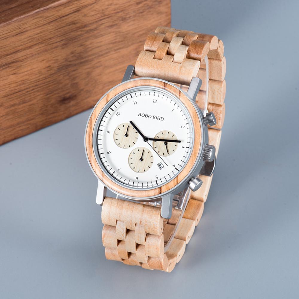 "Montre homme BOBO BIRD : montre en bois de luxe avec chronographe et mouvement japonais" GT027-3