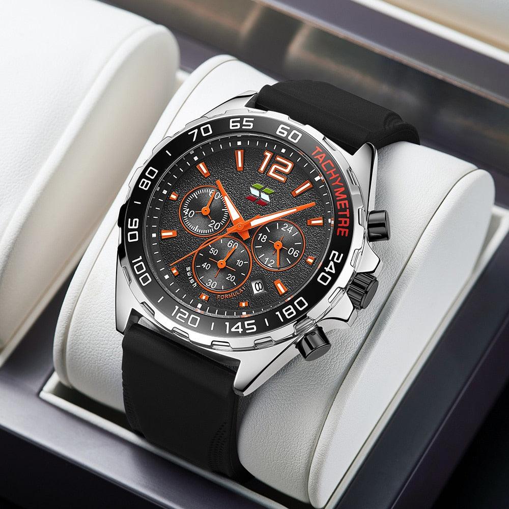 Montres pour Homme de Luxe avec Chronographe et Bracelet en Silicone