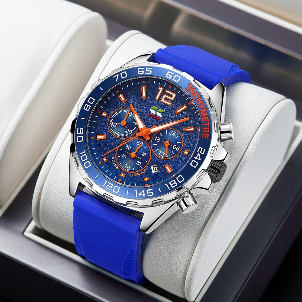 Montres pour Homme de Luxe avec Chronographe et Bracelet en Silicone