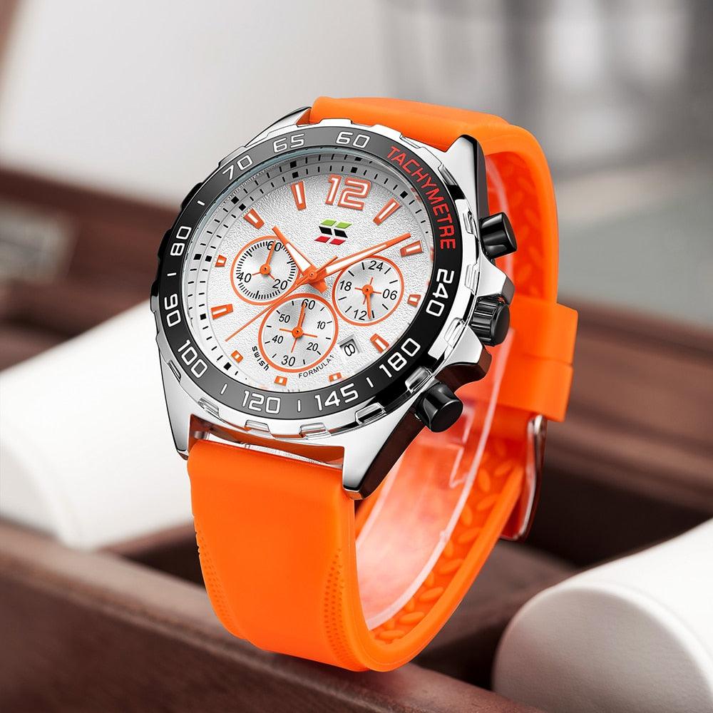 Montres pour Homme de Luxe avec Chronographe et Bracelet en Silicone
