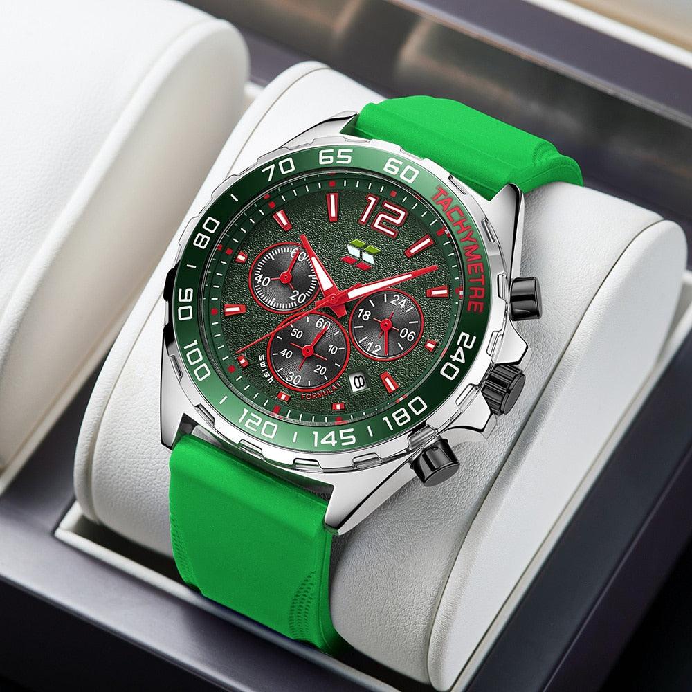 Montres pour Homme de Luxe avec Chronographe et Bracelet en Silicone