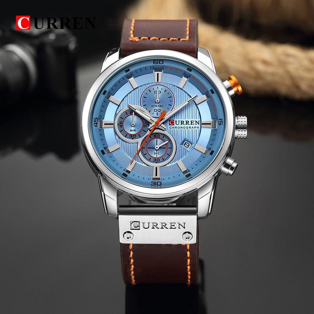 Montres pour Hommes CURREN en Cuir de Luxe avec Date et Mouvement à Quartz