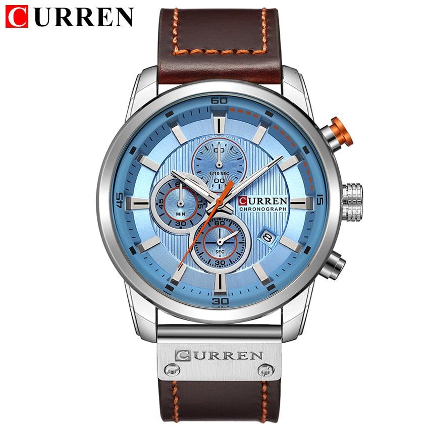 Montres pour Hommes CURREN en Cuir de Luxe avec Date et Mouvement à Quartz