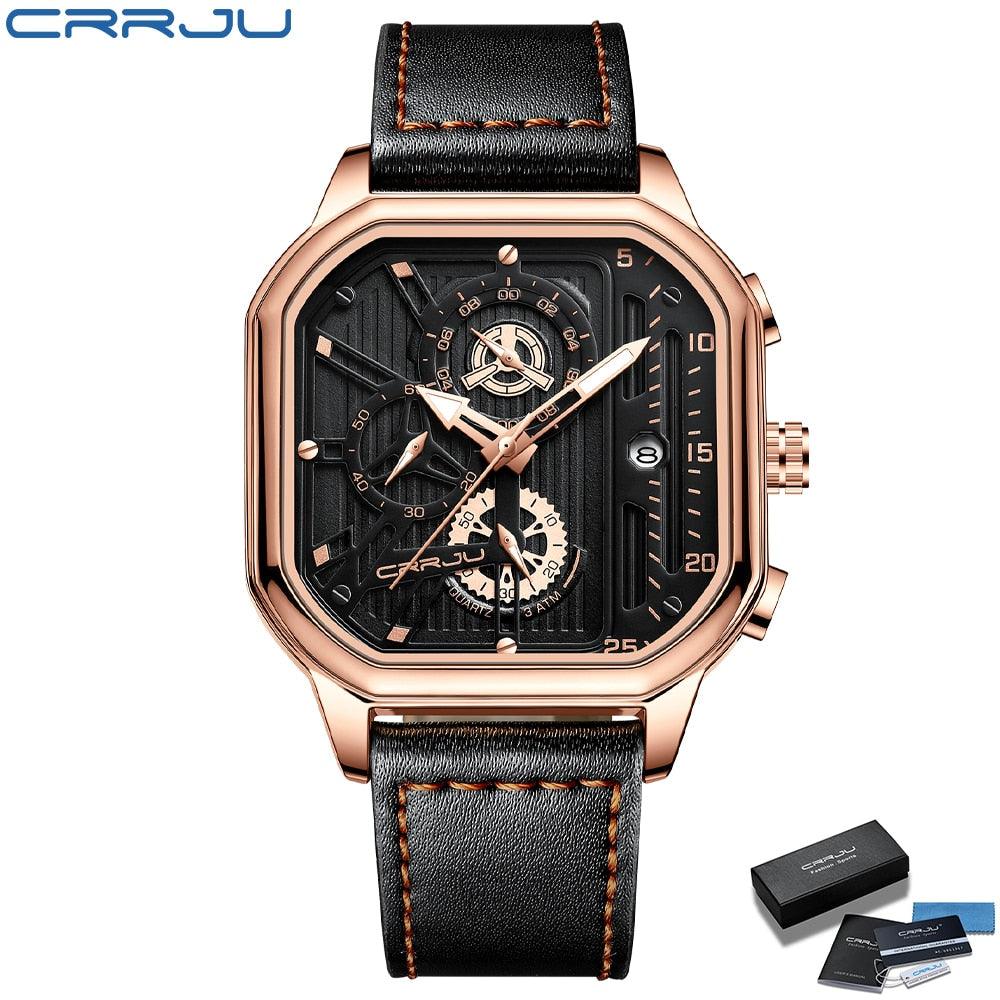 Montres pour hommes en cuir avec cadran carré RGB-BOX