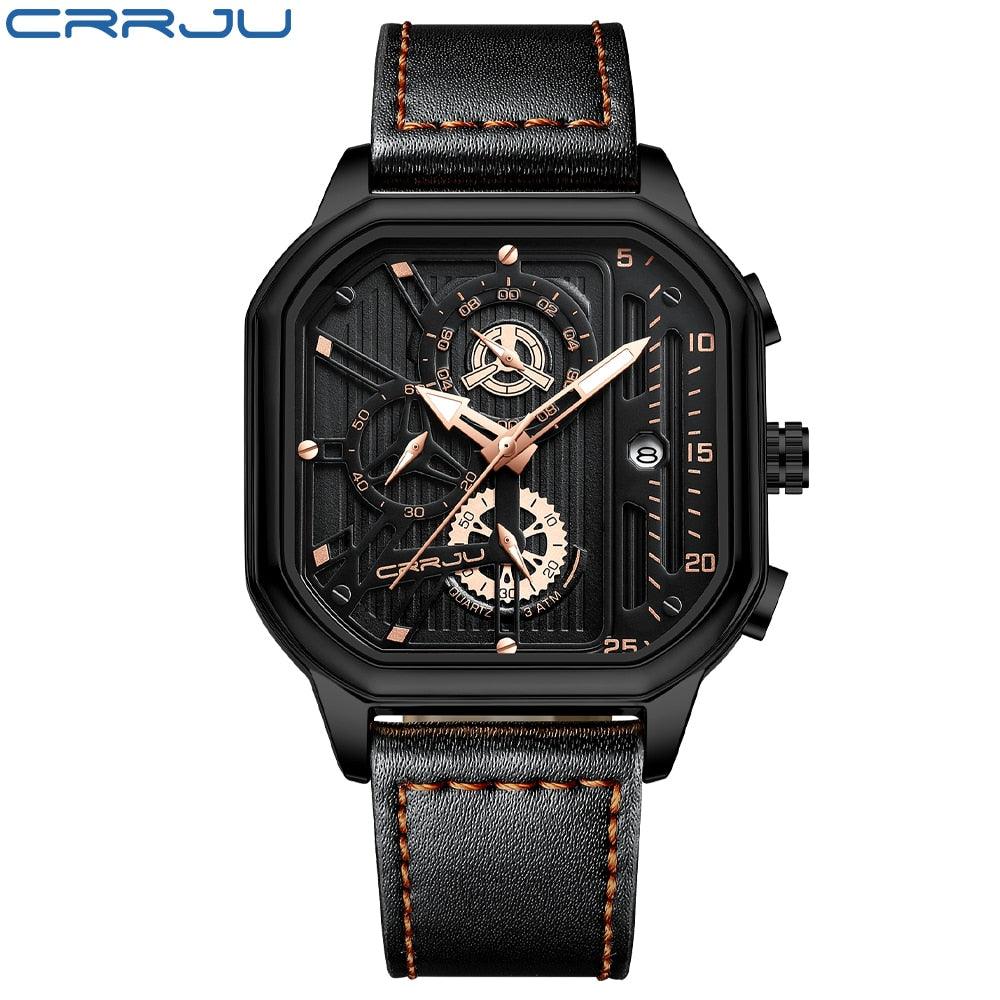 Montres pour hommes en cuir avec cadran carré BG