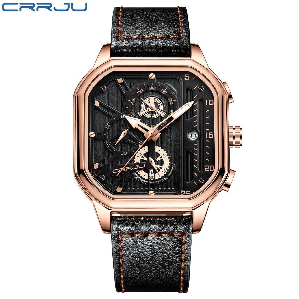 Montres pour hommes en cuir avec cadran carré RGB