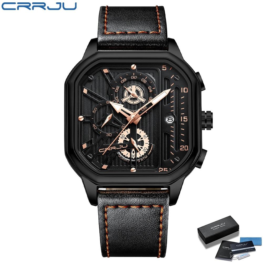 Montres pour hommes en cuir avec cadran carré BG-BOX