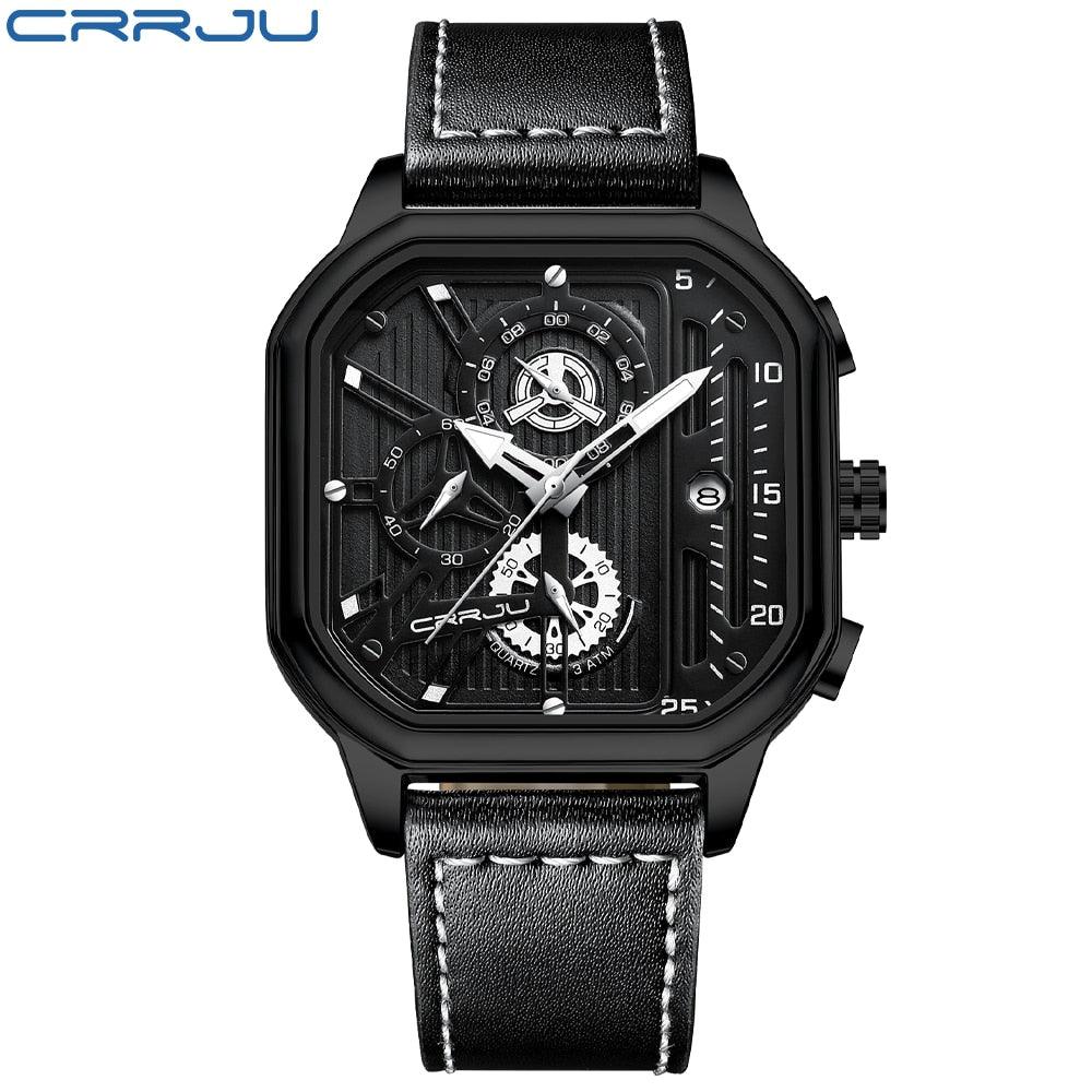 Montres pour hommes en cuir avec cadran carré BW