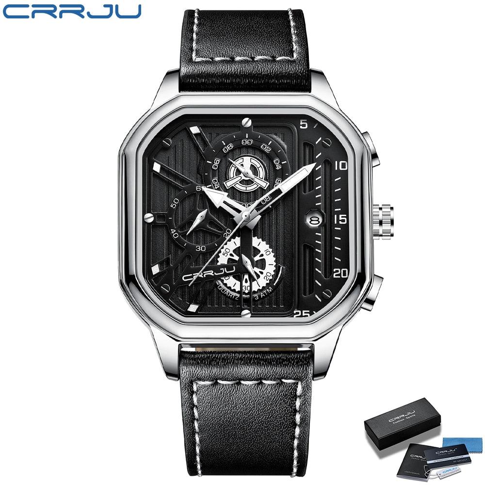 Montres pour hommes en cuir avec cadran carré SB-BOX