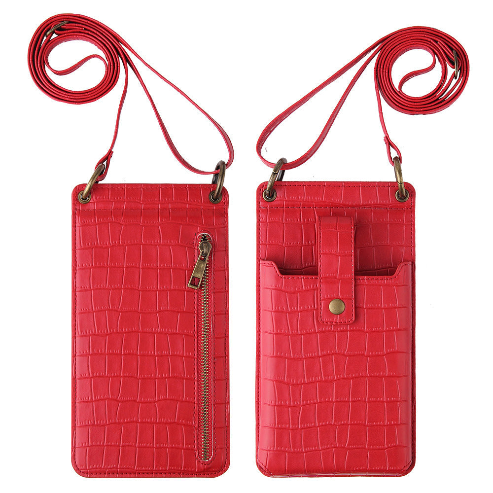 Multi-function Crossbody Bag Crocodile pour téléphone portable et porte-cartes Red