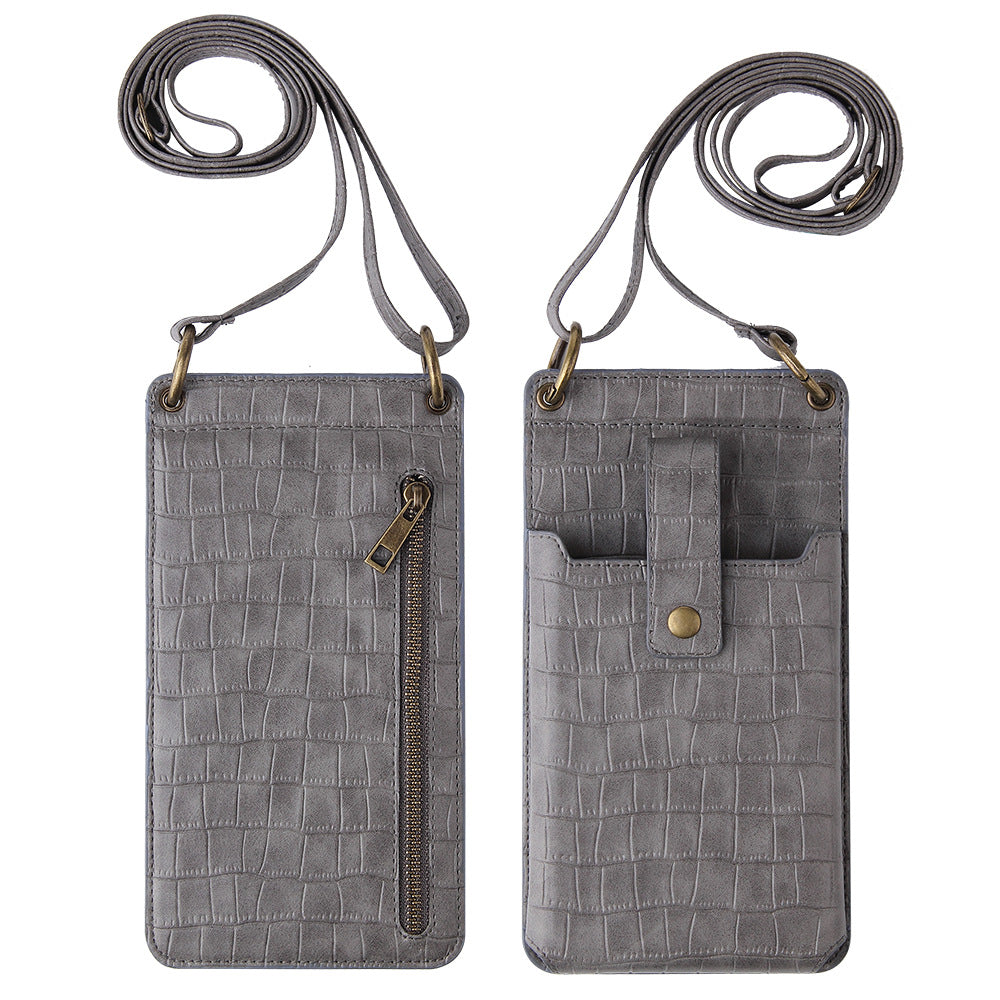 Multi-function Crossbody Bag Crocodile pour téléphone portable et porte-cartes Dark grey