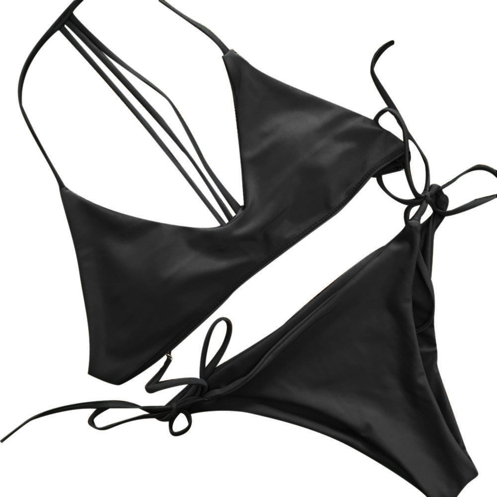 Nouveau maillot de bain deux pièces pour femmes en couleur unie - AOMshop