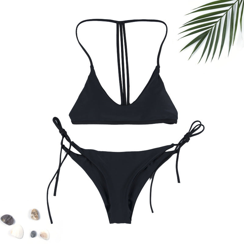Nouveau maillot de bain deux pièces pour femmes en couleur unie - AOMshop