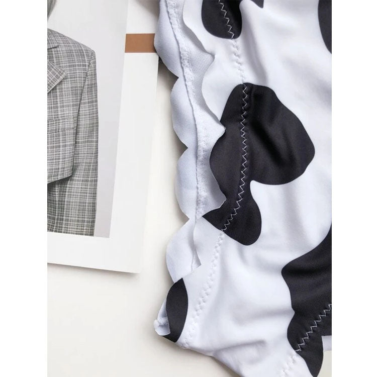 Nouveau style bikini imprimé vache avec poitrine enveloppée