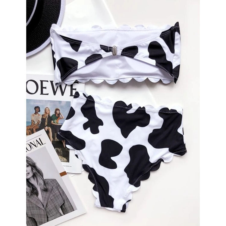 Nouveau style bikini imprimé vache avec poitrine enveloppée