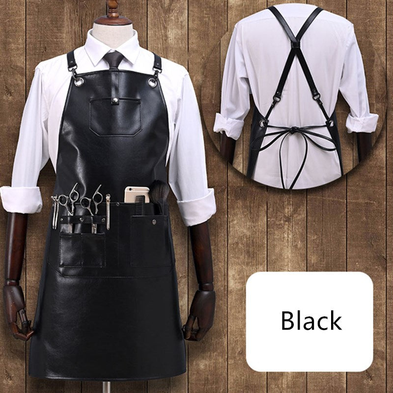 "Nouvel tablier en PU avec bretelles croisées - pour barista, boulangerie, coiffure et plus" Black
