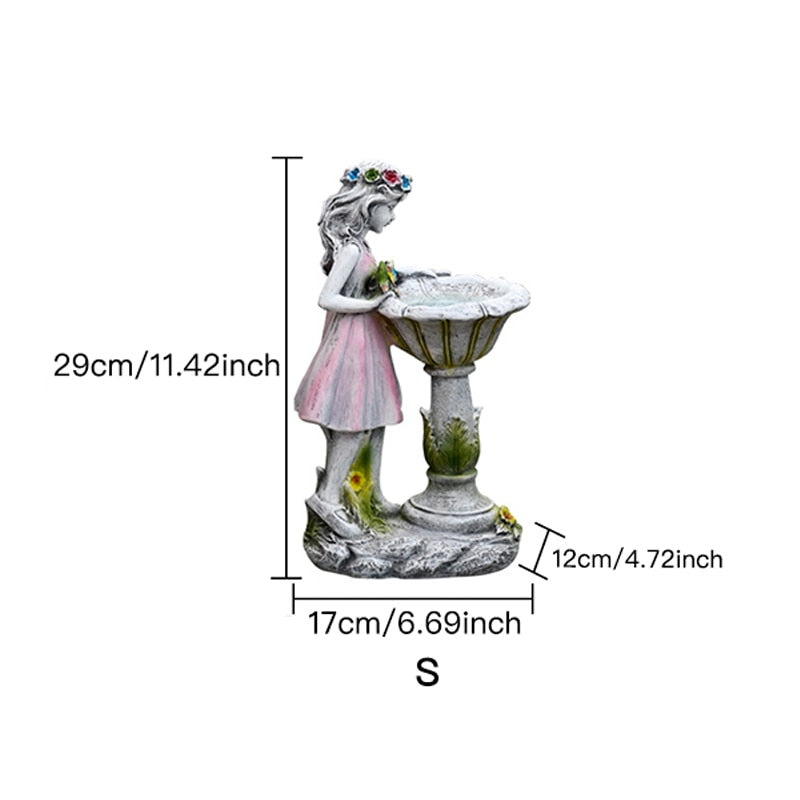 Nouvelle sculpture de fée fleur en résine avec panneau solaire pour décoration de jardin S
