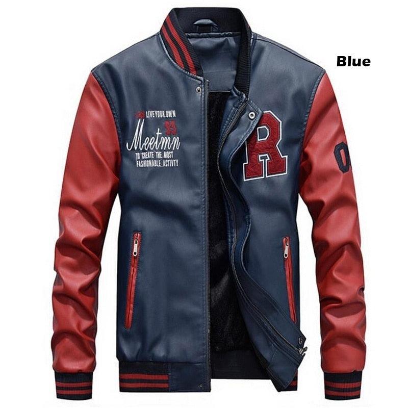 Nouvelle veste en cuir pour homme avec broderie Dark Blue Wish103