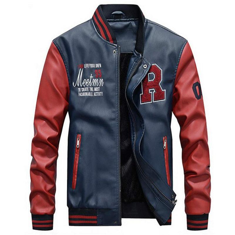 Nouvelle veste en cuir pour homme avec broderie