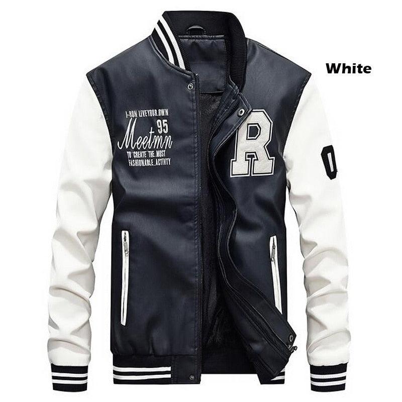 Nouvelle veste en cuir pour homme avec broderie White Wish103