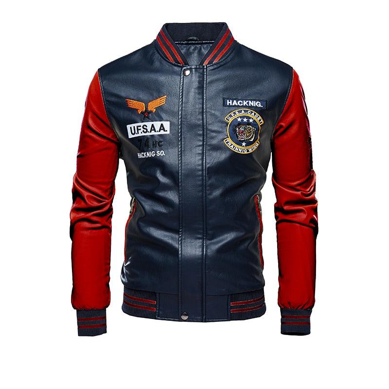 Nouvelle veste en cuir pour homme avec broderie Dark Blue DDT45