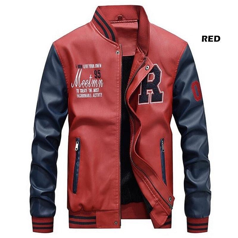 Nouvelle veste en cuir pour homme avec broderie Red Wish103