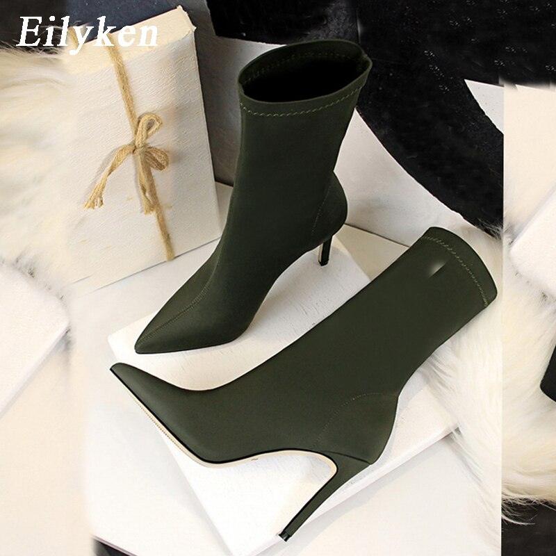 Nouvelles bottines stretch pour femmes à talons hauts et pointus