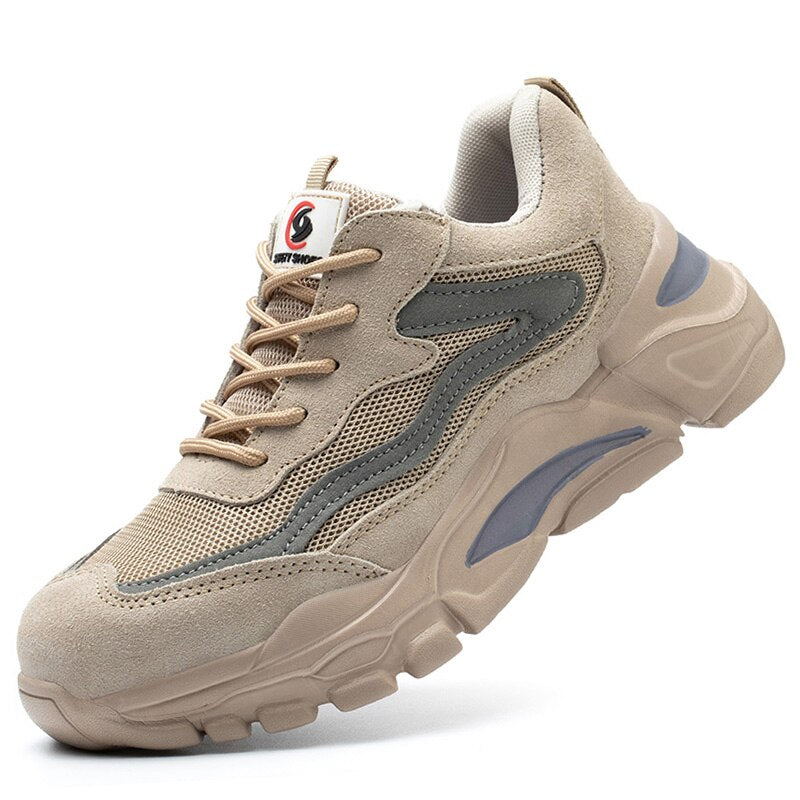 "Nouvelles chaussures de sécurité à bout en acier pour hommes - Chaussures de travail résistantes aux perforations et antidérapantes" 631-beige