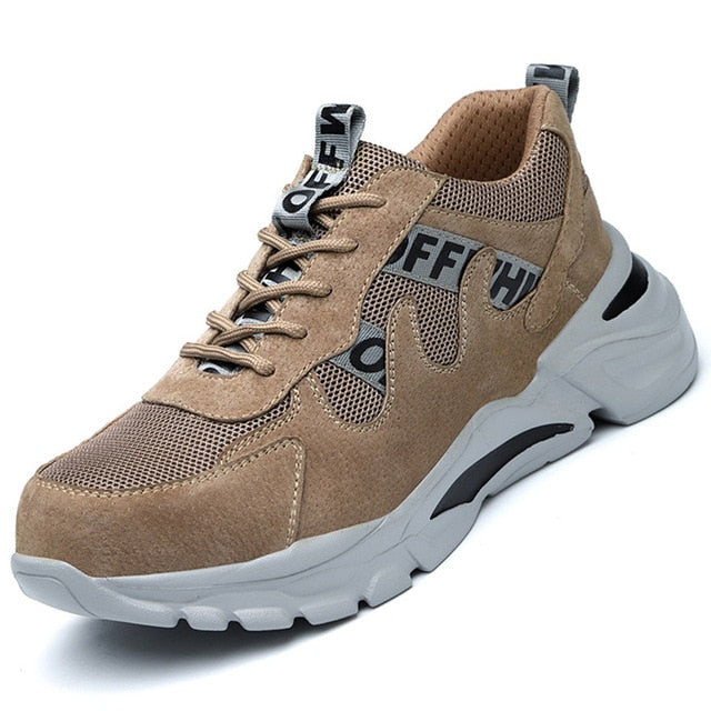 "Nouvelles chaussures de sécurité à bout en acier pour hommes - Chaussures de travail résistantes aux perforations et antidérapantes" GY6608-brown