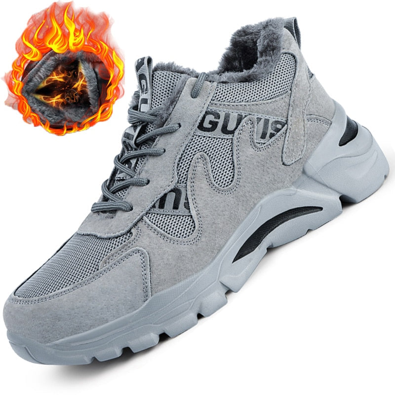 "Nouvelles chaussures de sécurité à bout en acier pour hommes - Chaussures de travail résistantes aux perforations et antidérapantes" 207-GreyFur