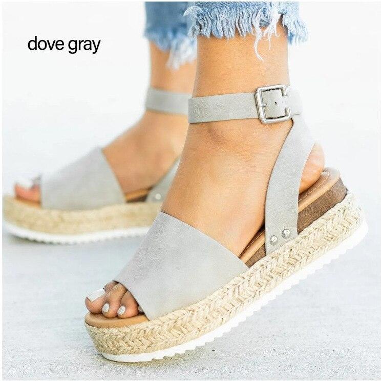 Nouvelles sandales à talons compensés pour femmes Gray