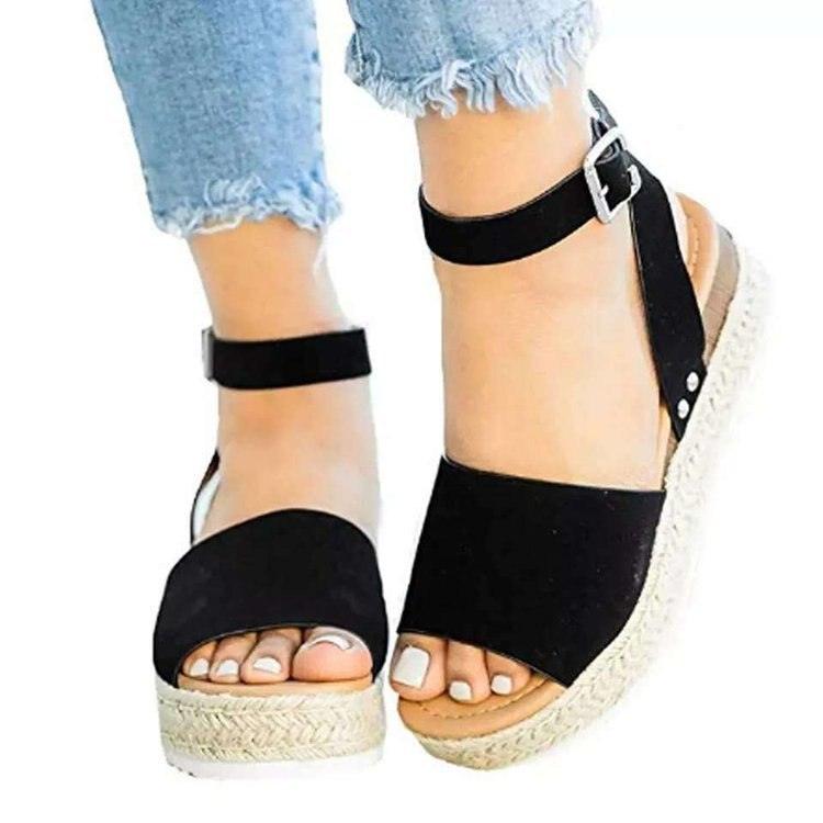 Nouvelles sandales à talons compensés pour femmes Black