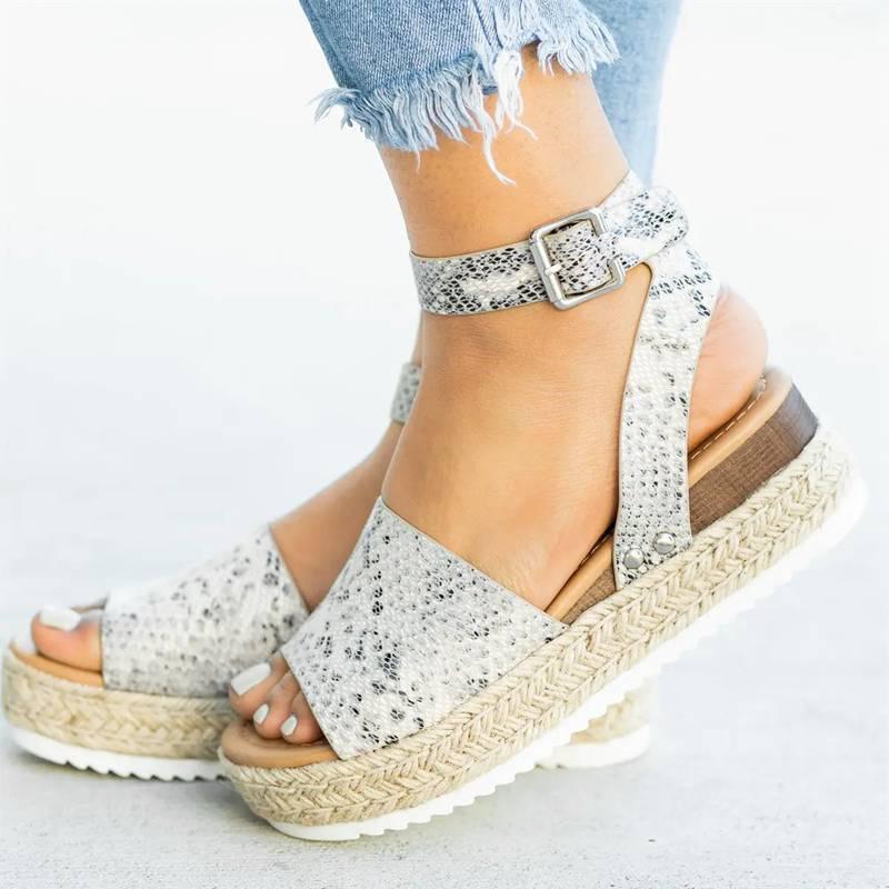 Nouvelles sandales à talons compensés pour femmes Silver