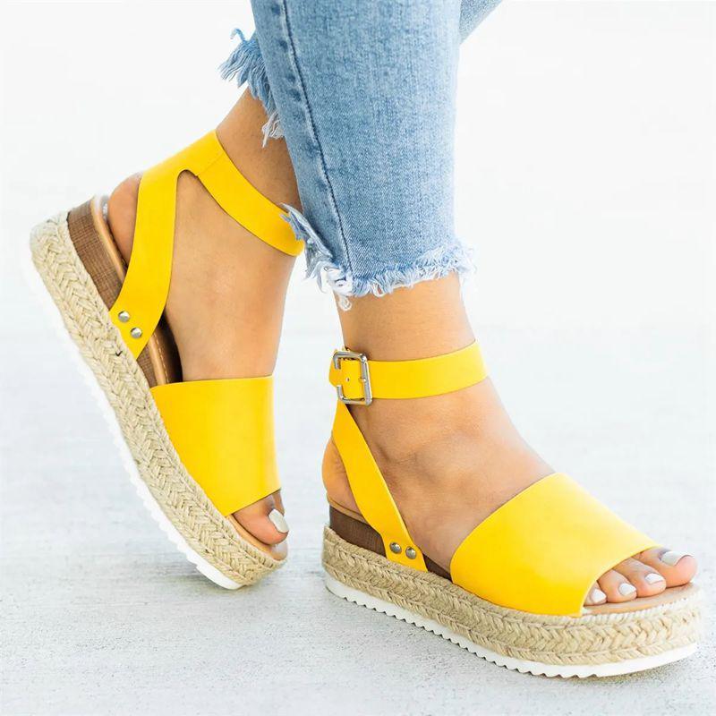 Nouvelles sandales à talons compensés pour femmes Yellow