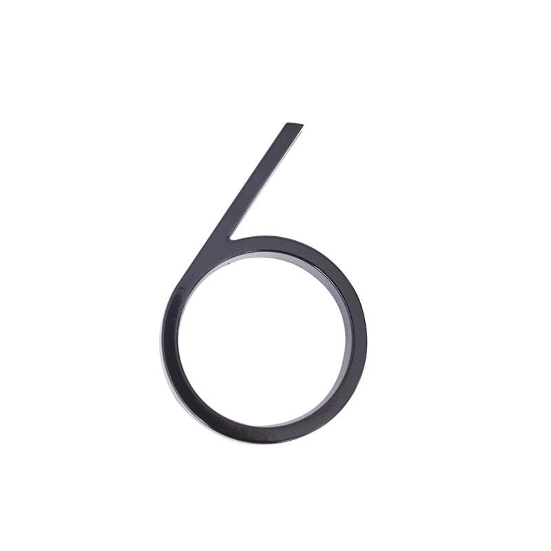 Numéro de maison flottant moderne | Plaque de porte noire pour adresse 6