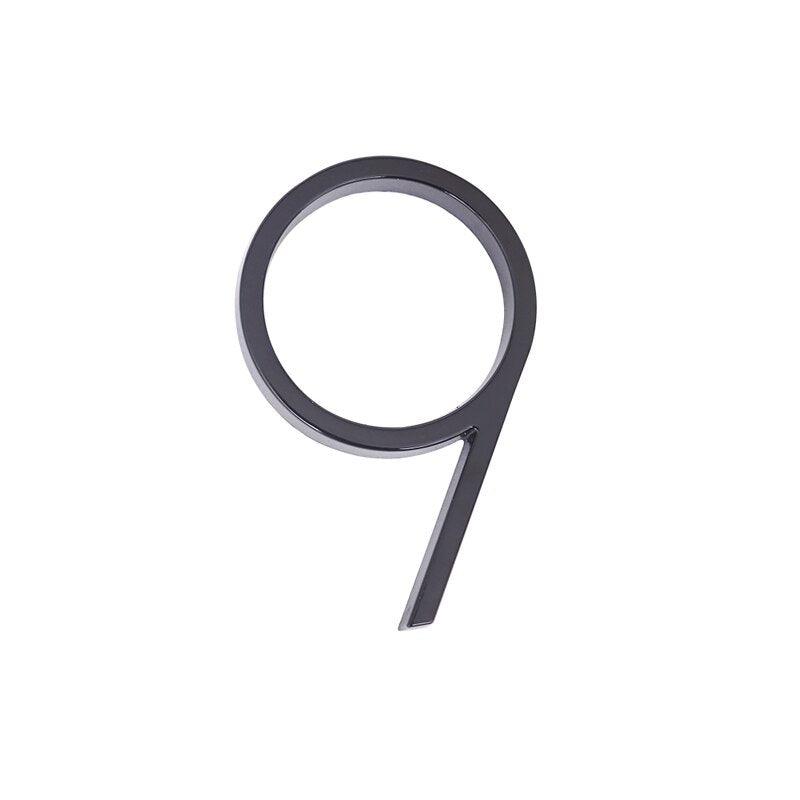 Numéro de maison flottant moderne | Plaque de porte noire pour adresse 9
