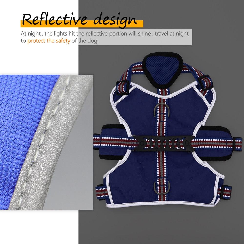 Nylon Reflective Large Dog Harness Vest Leash - Pour les chiens de taille moyenne et grande