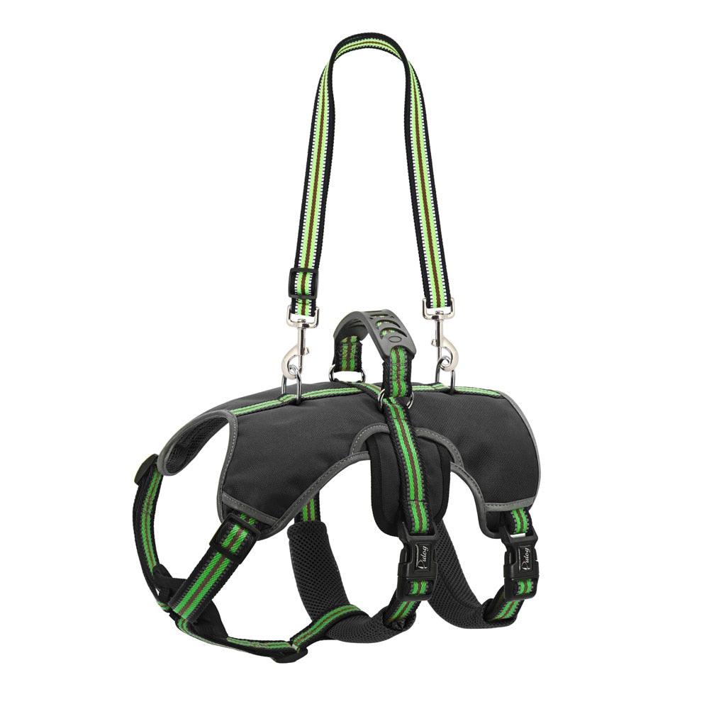 Nylon Reflective Large Dog Harness Vest Leash - Pour les chiens de taille moyenne et grande Green
