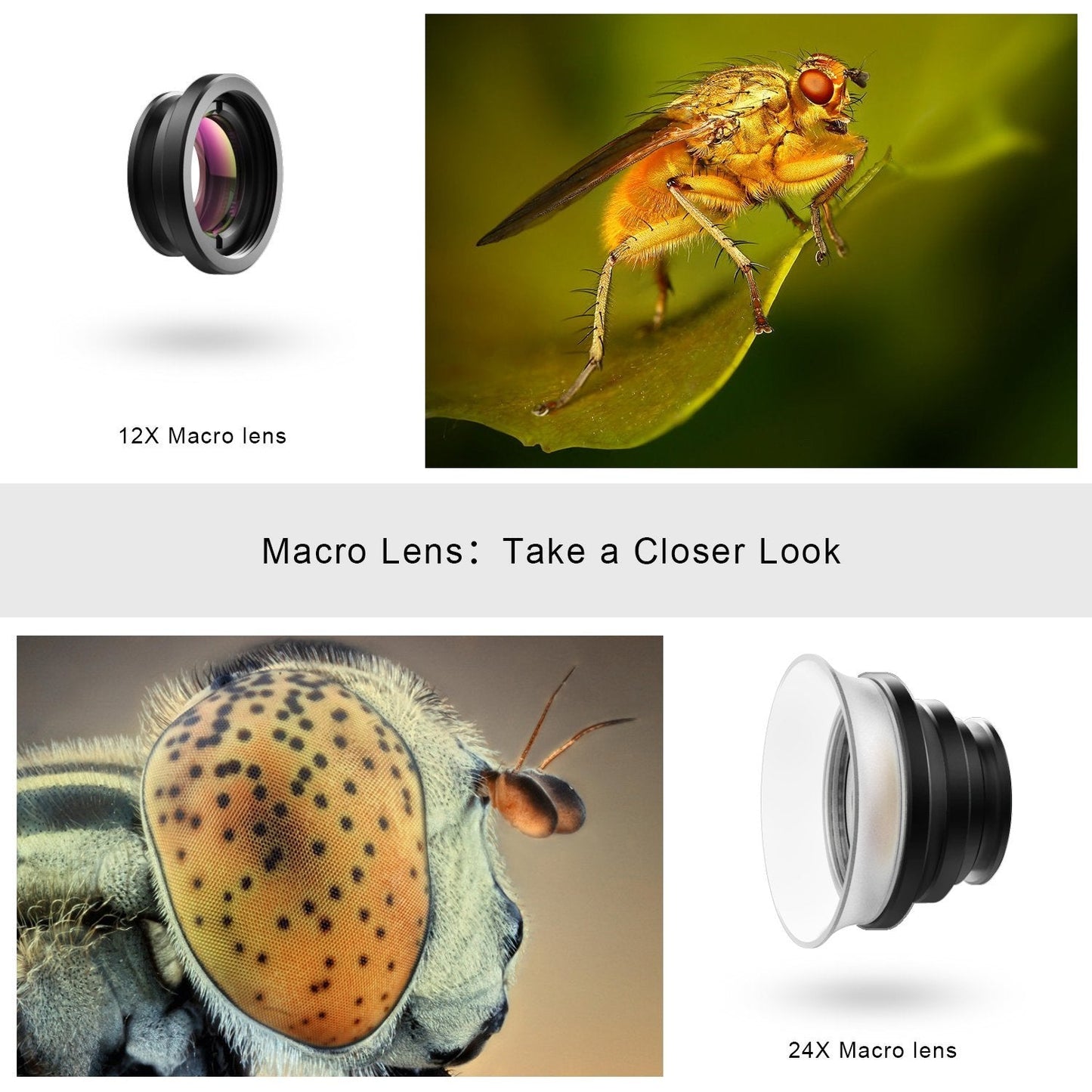 Objectif macro professionnel APEXEL HD 12X-24X pour iPhone Xiaomi Android