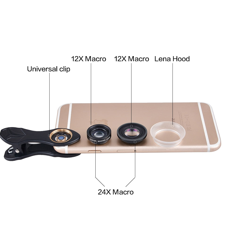 Objectif macro professionnel APEXEL HD 12X-24X pour iPhone Xiaomi Android