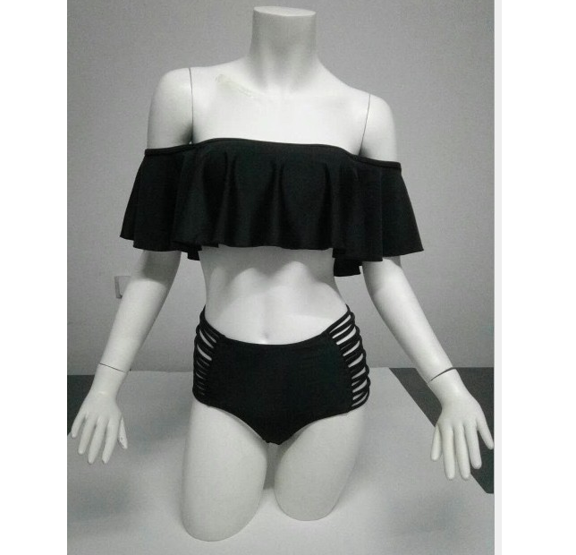 "Obtenez le nouveau maillot de bain à une épaule et taille haute chez AOMshop" Black