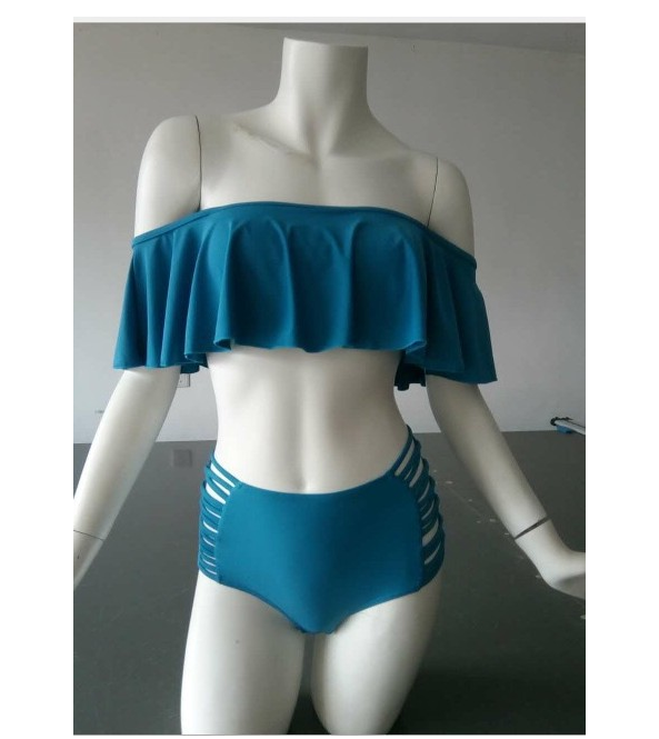 "Obtenez le nouveau maillot de bain à une épaule et taille haute chez AOMshop" Blue