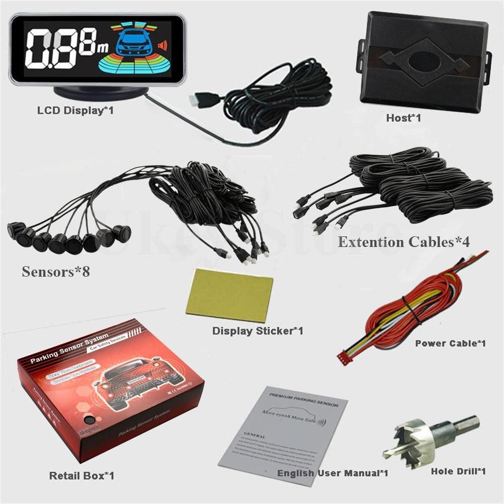 OkeyTech 8 Sensors Parking Sensor - Aide au stationnement avec radar de recul pour voiture