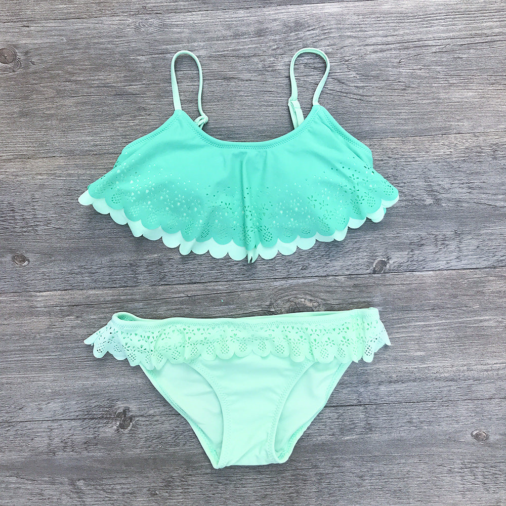 Openwork ruffled bikini girl - Acheter sur AOMshop Green