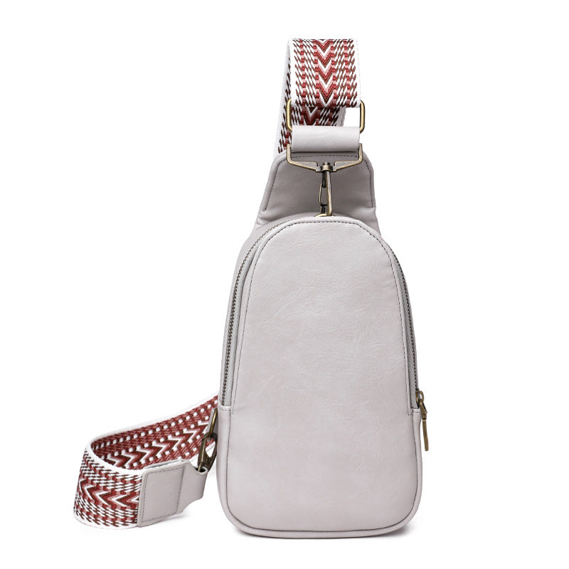 Achetez le sac en bandoulière PU Leather Chest Bag Bohemian Niche Messenger sur AOMshop Bluish Gray