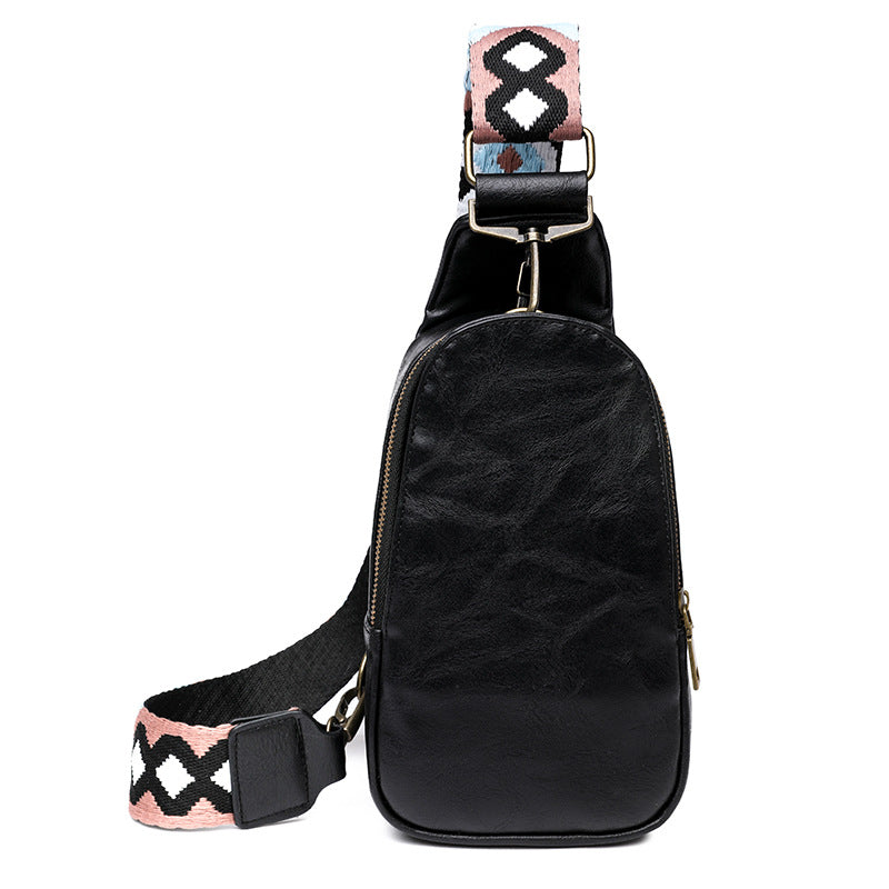 Achetez le sac en bandoulière PU Leather Chest Bag Bohemian Niche Messenger sur AOMshop