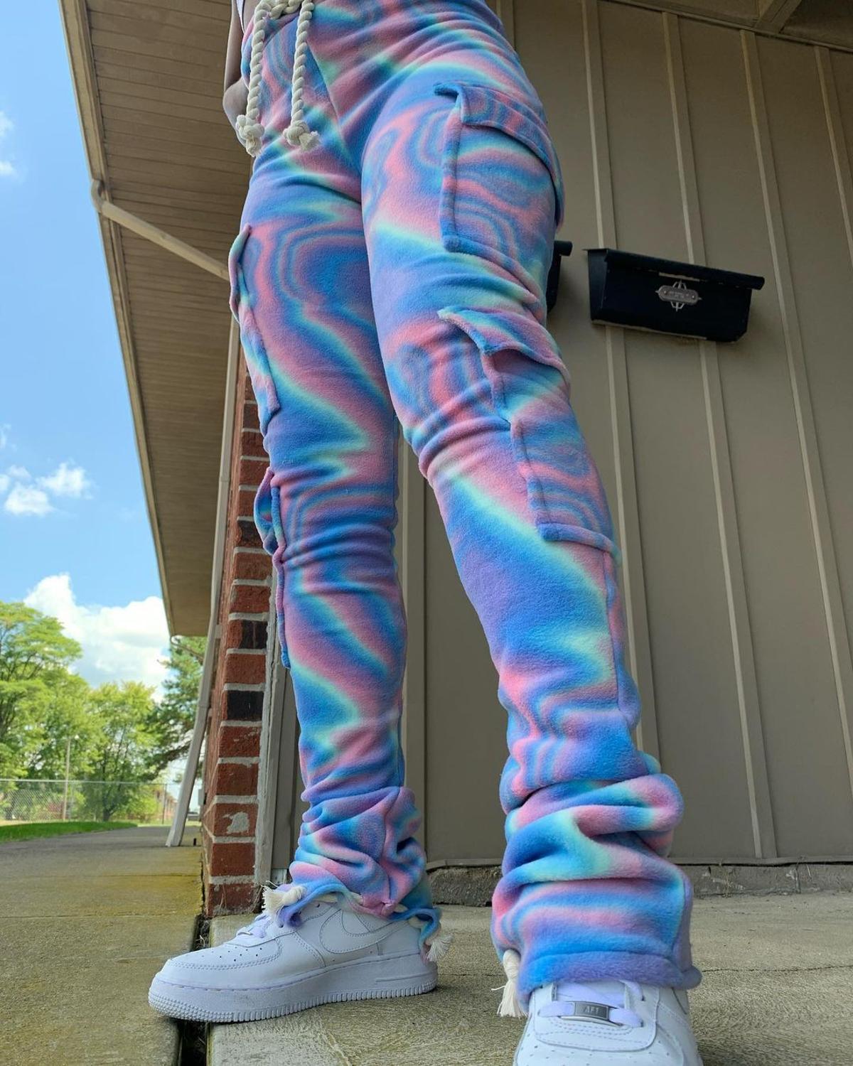 Pantalon Jogger Femme en Velours Côtelé Casual - Pantalon de Survêtement avec Poches et Taille Haute blue
