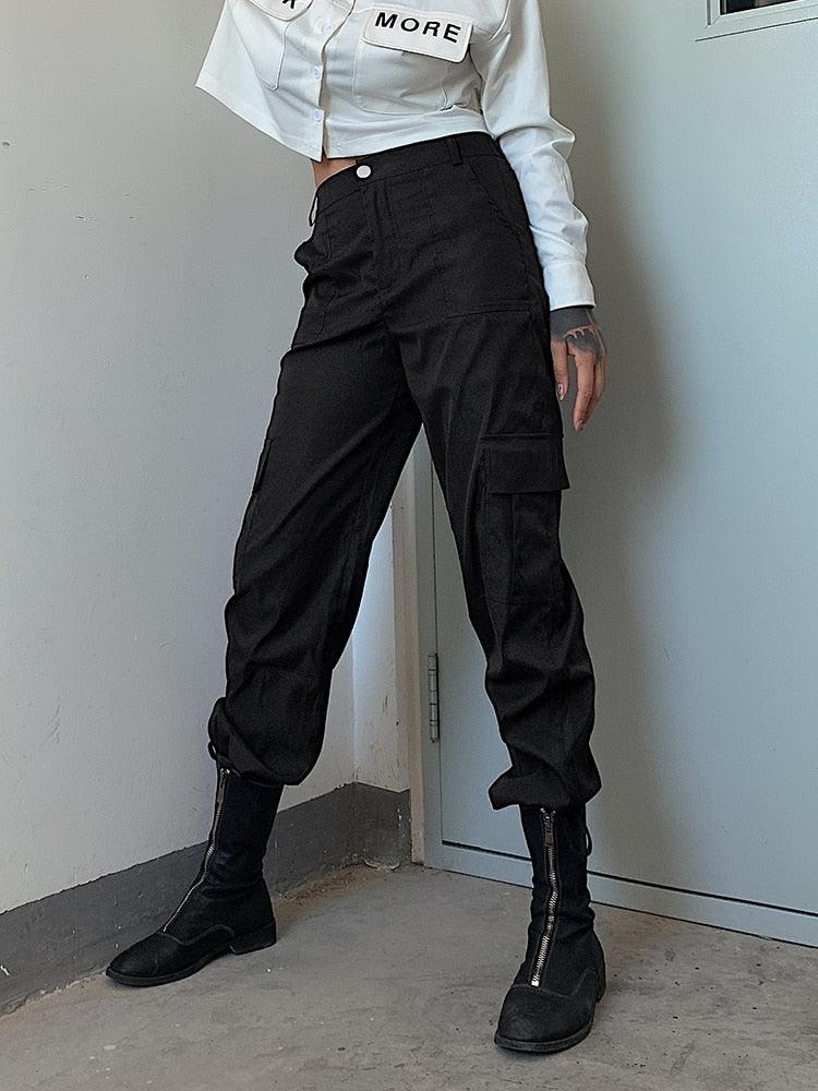 Pantalon cargo taille haute Black