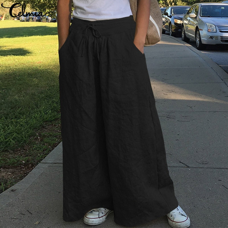Pantalon large taille haute vintage pour femme Celmia 2023